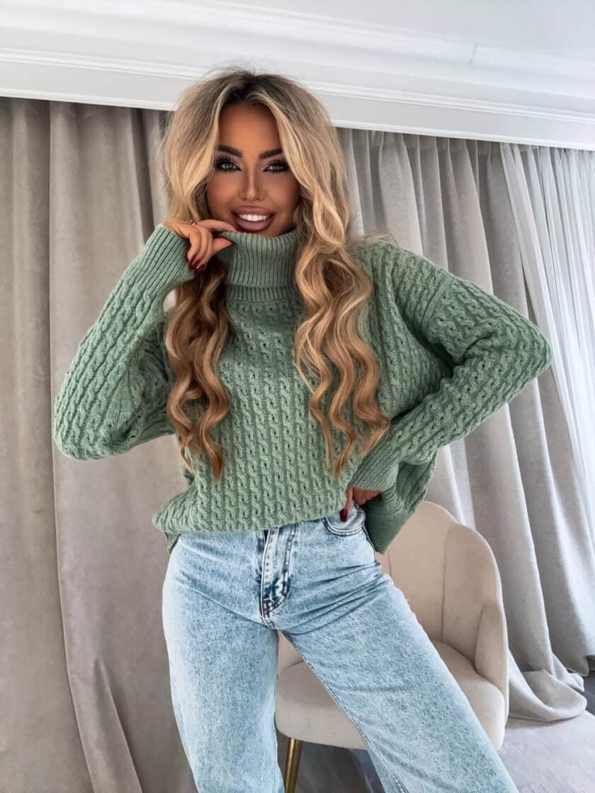 Sweter golf INKO - matcha - obrazek 3