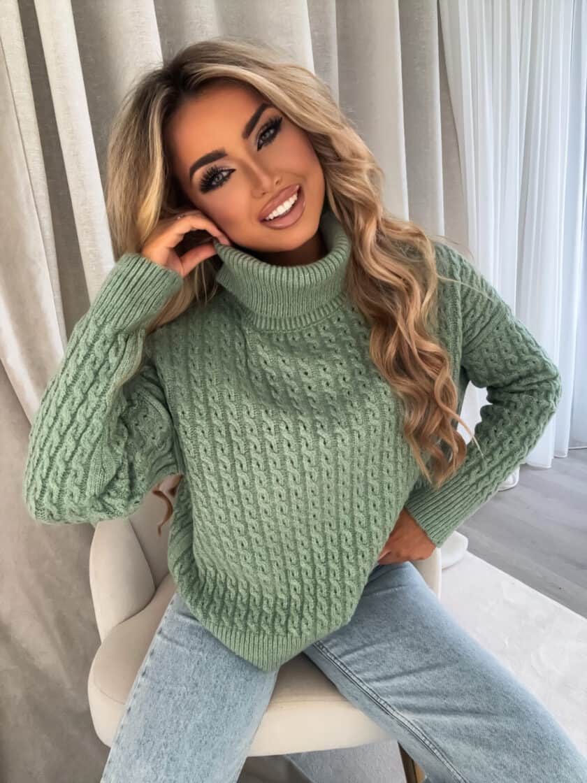 Sweter golf INKO - matcha - obrazek 2
