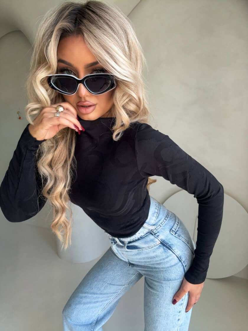 Bluzka SABRINA pianka - czarna - obrazek 10