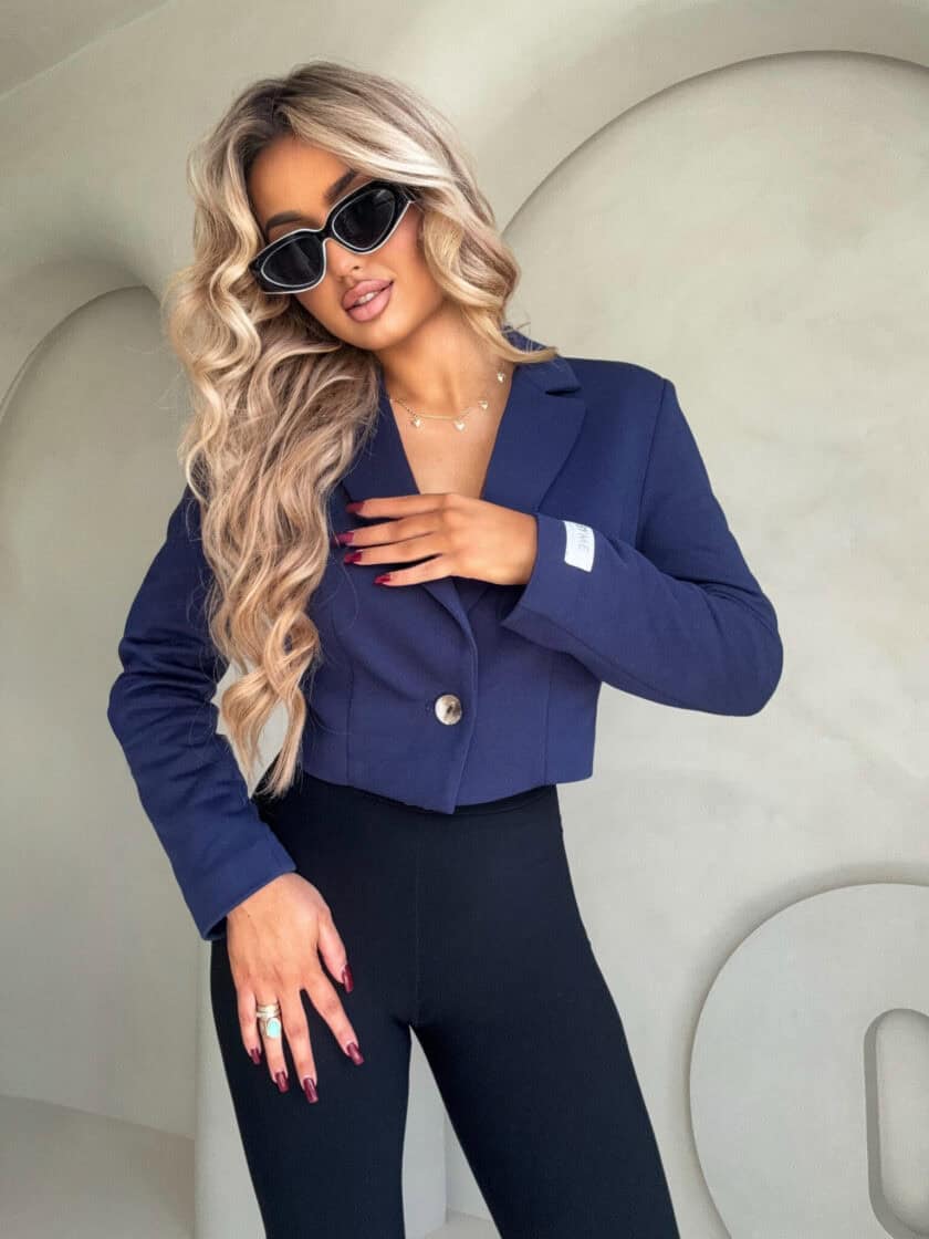 Marynarka dresowa SLIM - granatowa - obrazek 5