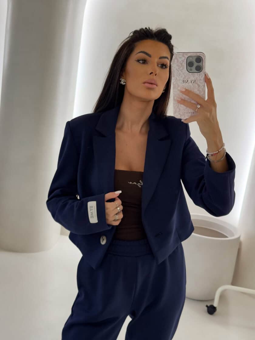 Marynarka dresowa SLIM - granatowa - obrazek 9