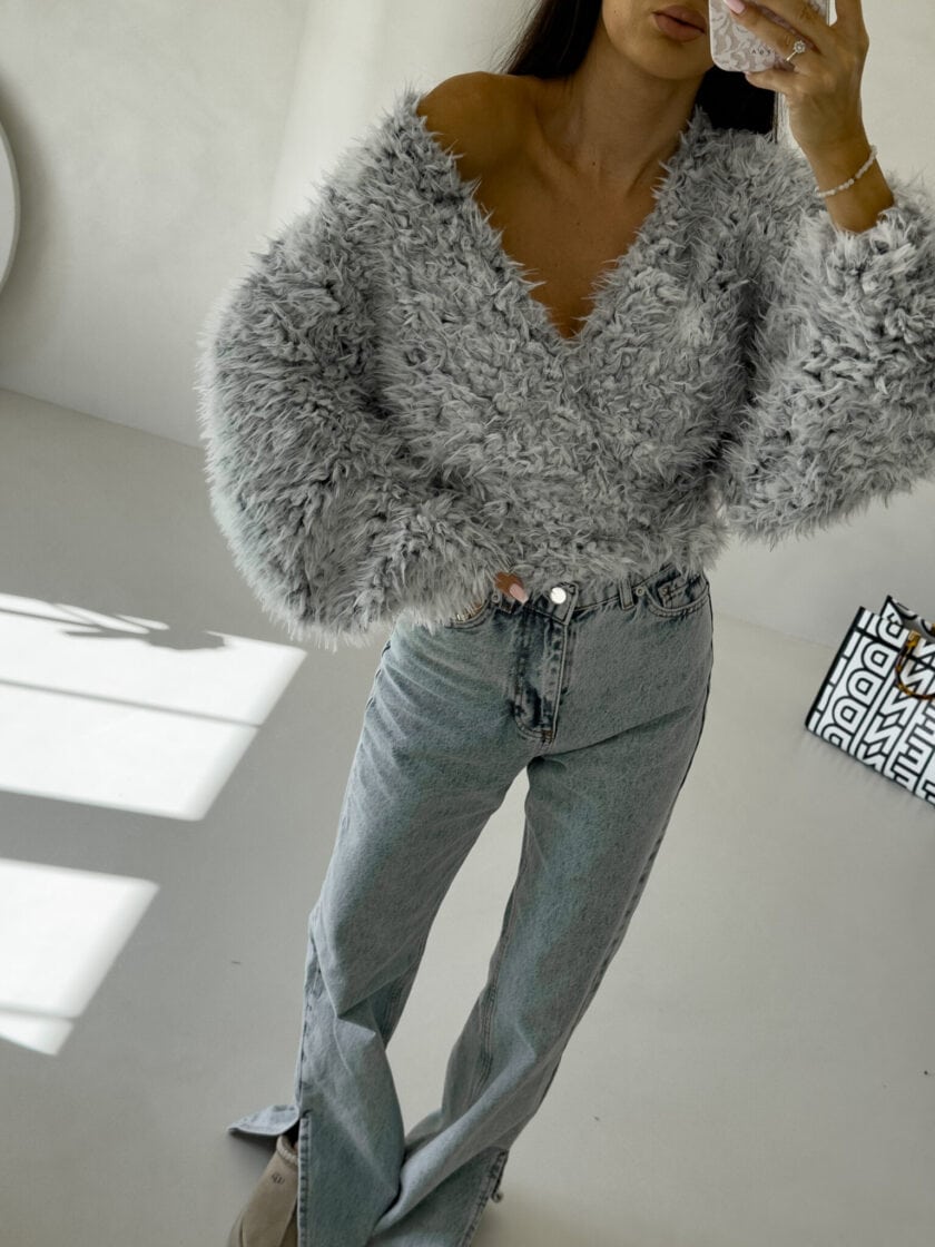 Bluzka KAIRA SHAGGY – szara - obrazek 3