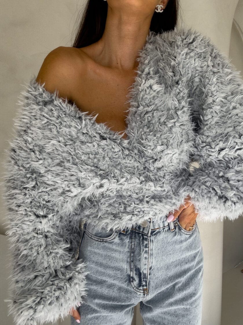 Bluzka KAIRA SHAGGY – szara - obrazek 8