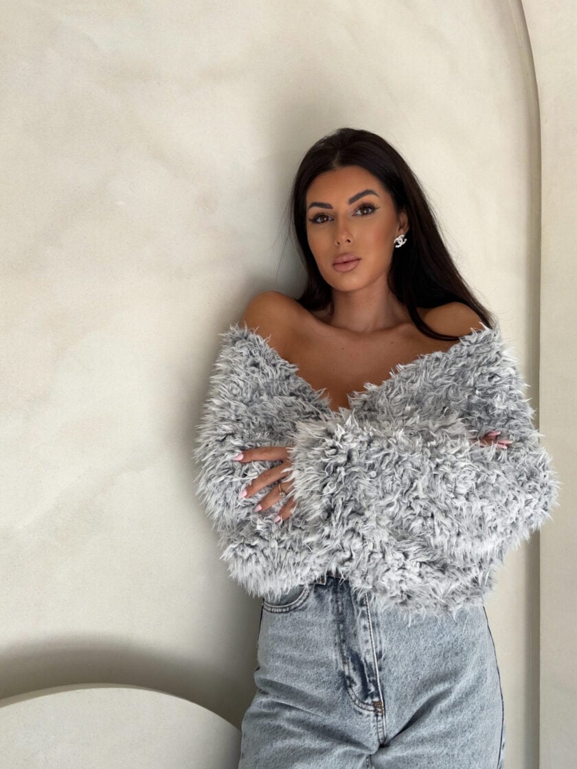 Bluzka KAIRA SHAGGY – szara