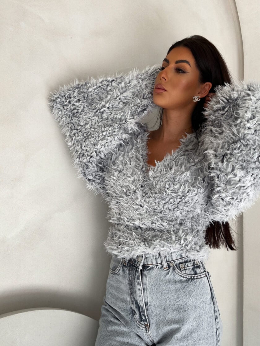 Bluzka KAIRA SHAGGY – szara - obrazek 7