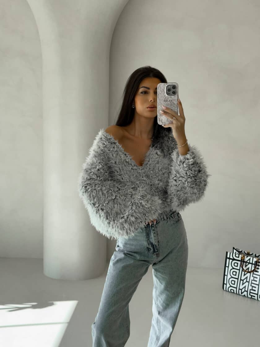 Bluzka KAIRA SHAGGY – szara - obrazek 14