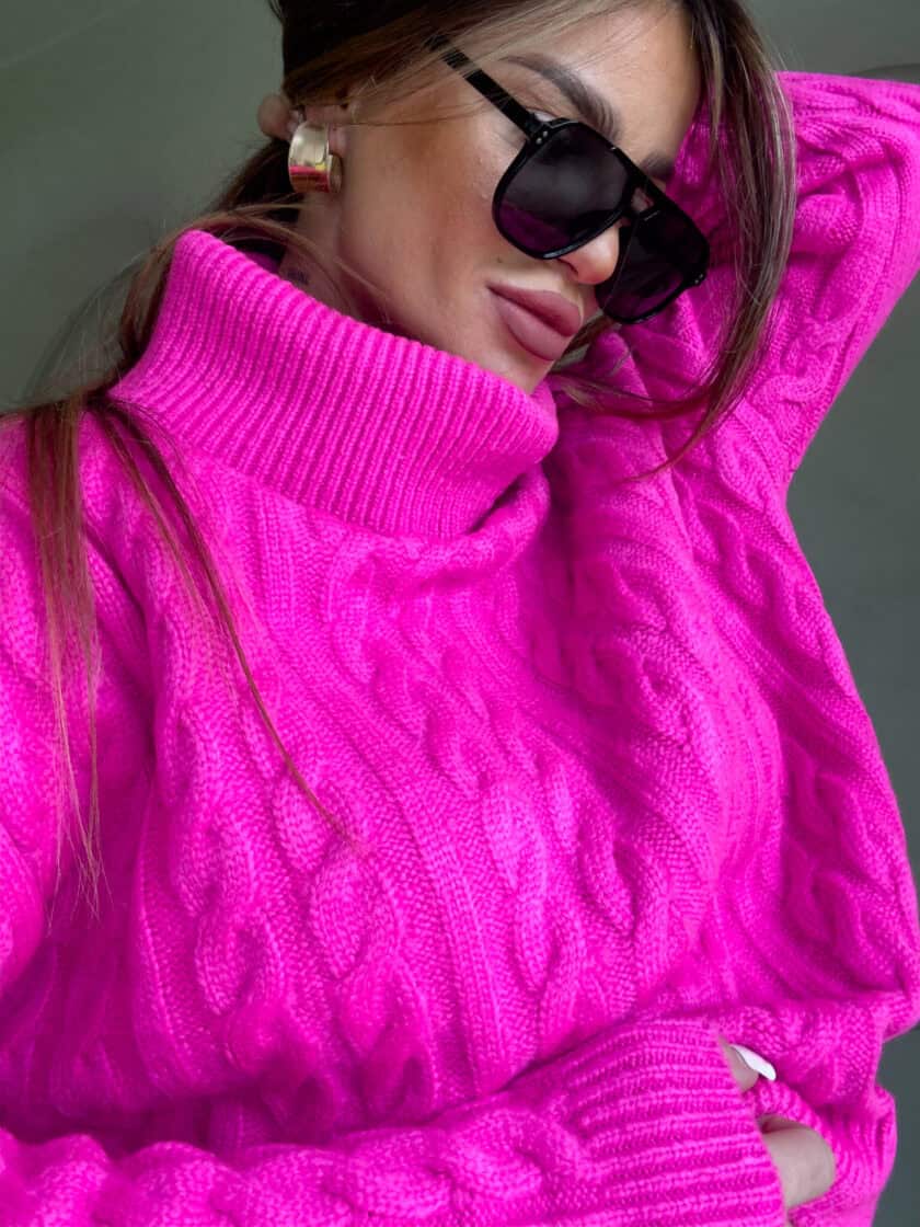 Sweter golf INKO - mocny róż - obrazek 4