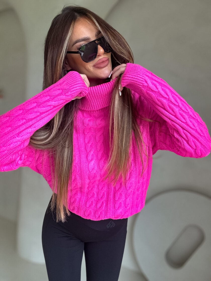Sweter golf INKO - mocny róż - obrazek 5