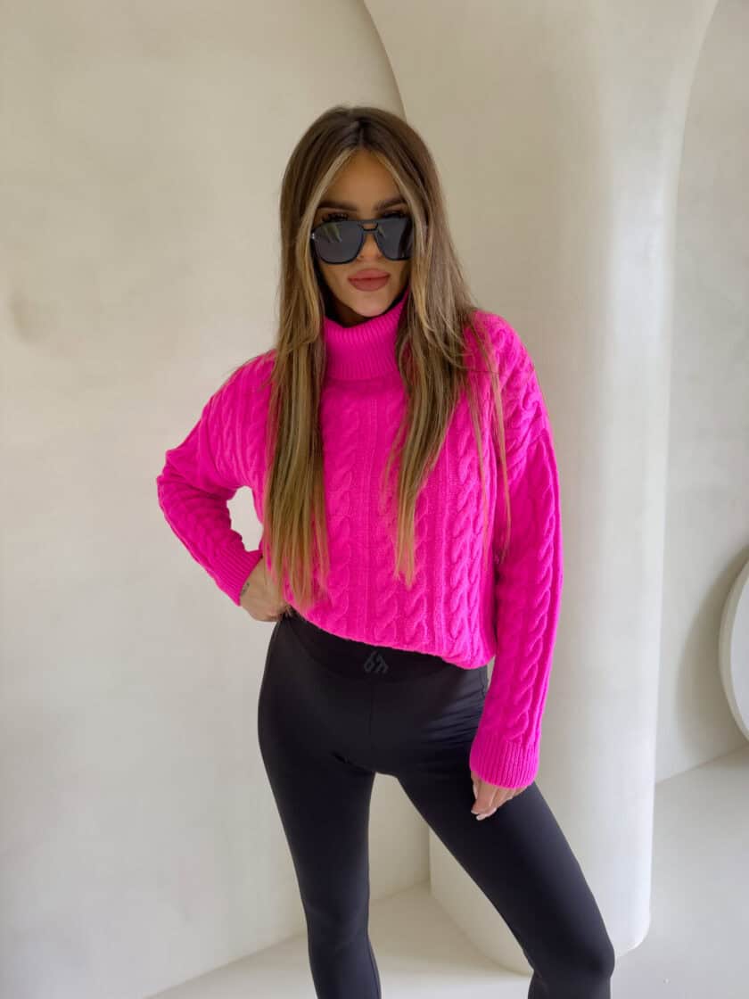 Sweter golf INKO - mocny róż - obrazek 9