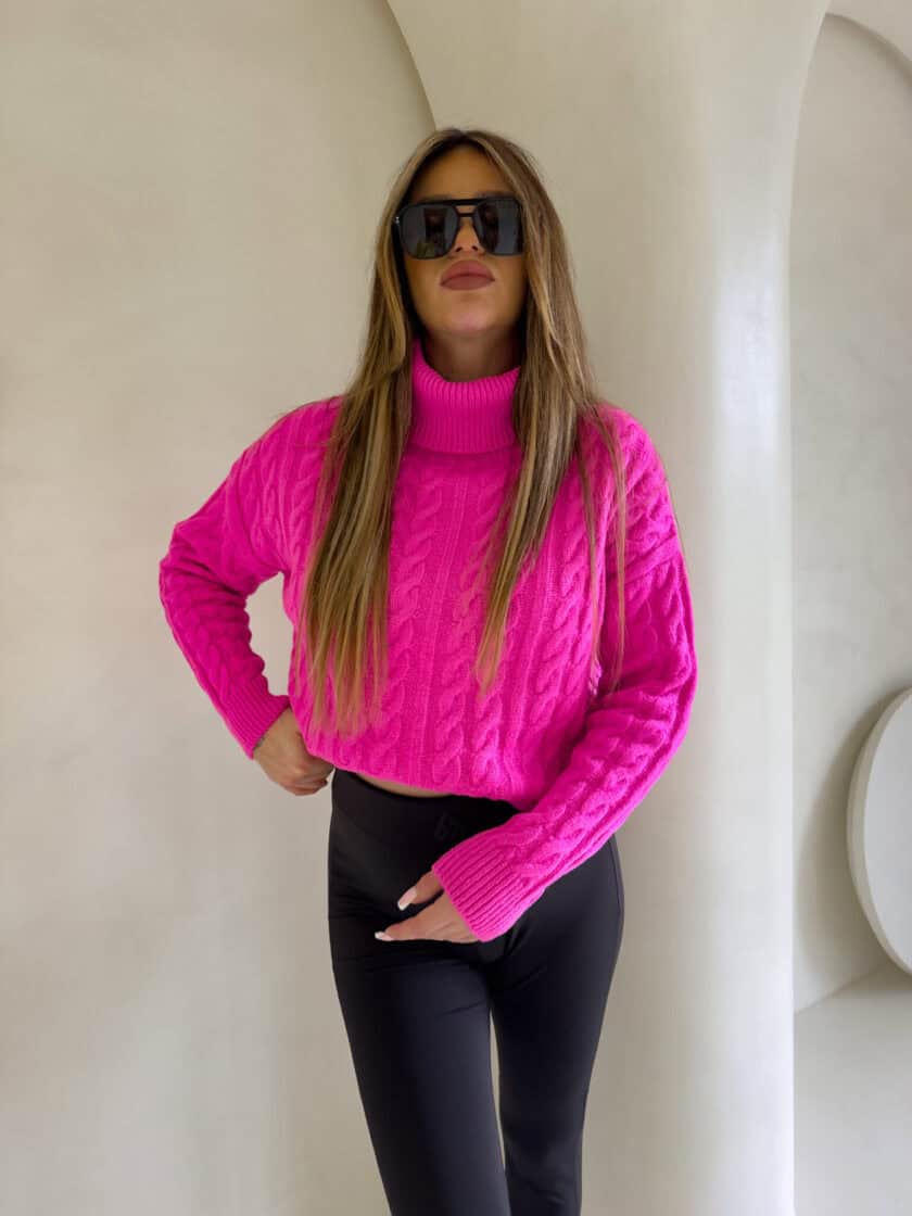 Sweter golf INKO - mocny róż - obrazek 10