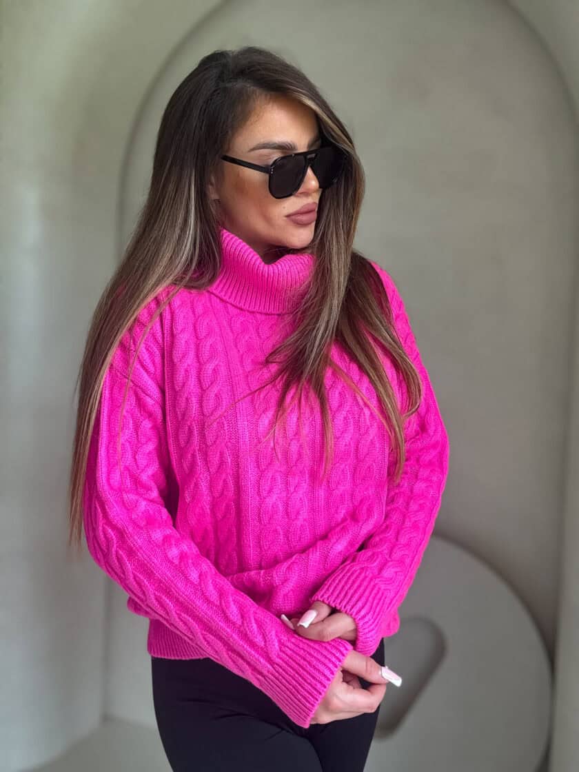 Sweter golf INKO - mocny róż - obrazek 2