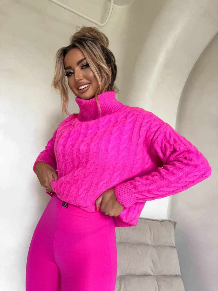 Sweter golf INKO - mocny róż