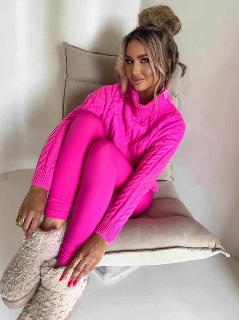 Sweter golf INKO - mocny róż - obrazek 2