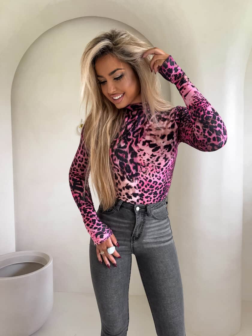 Bluzka SKIN print pantera – pink - obrazek 4