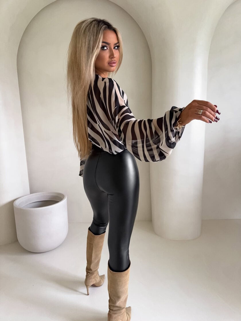 Bluzka LISBONA zebra - czarno-beżowa - obrazek 4