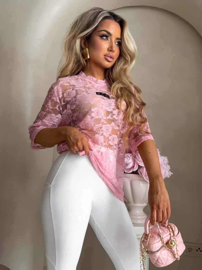 Bluzka MARMARIS II koronka - pudrowy róż - obrazek 3