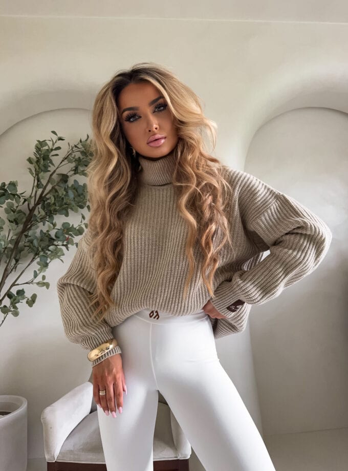 Sweter golf LAVER - beżowy