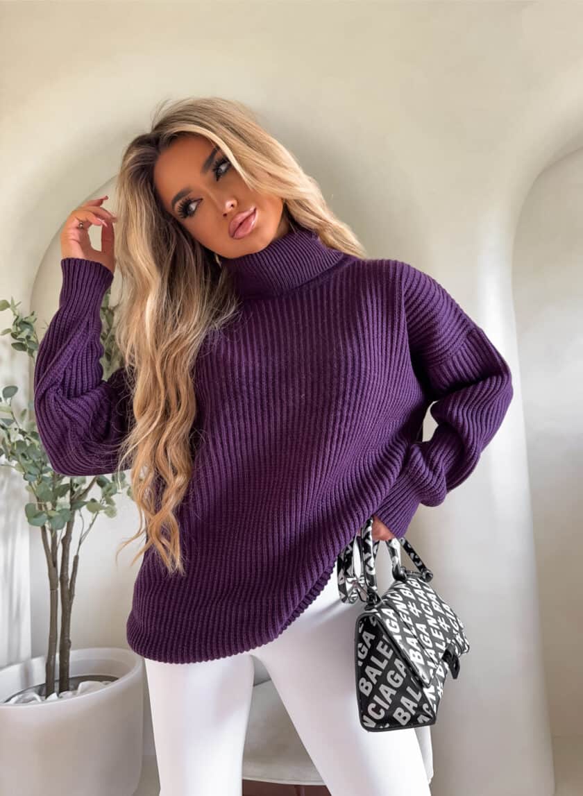 Sweter golf LAVER - śliwka - obrazek 2