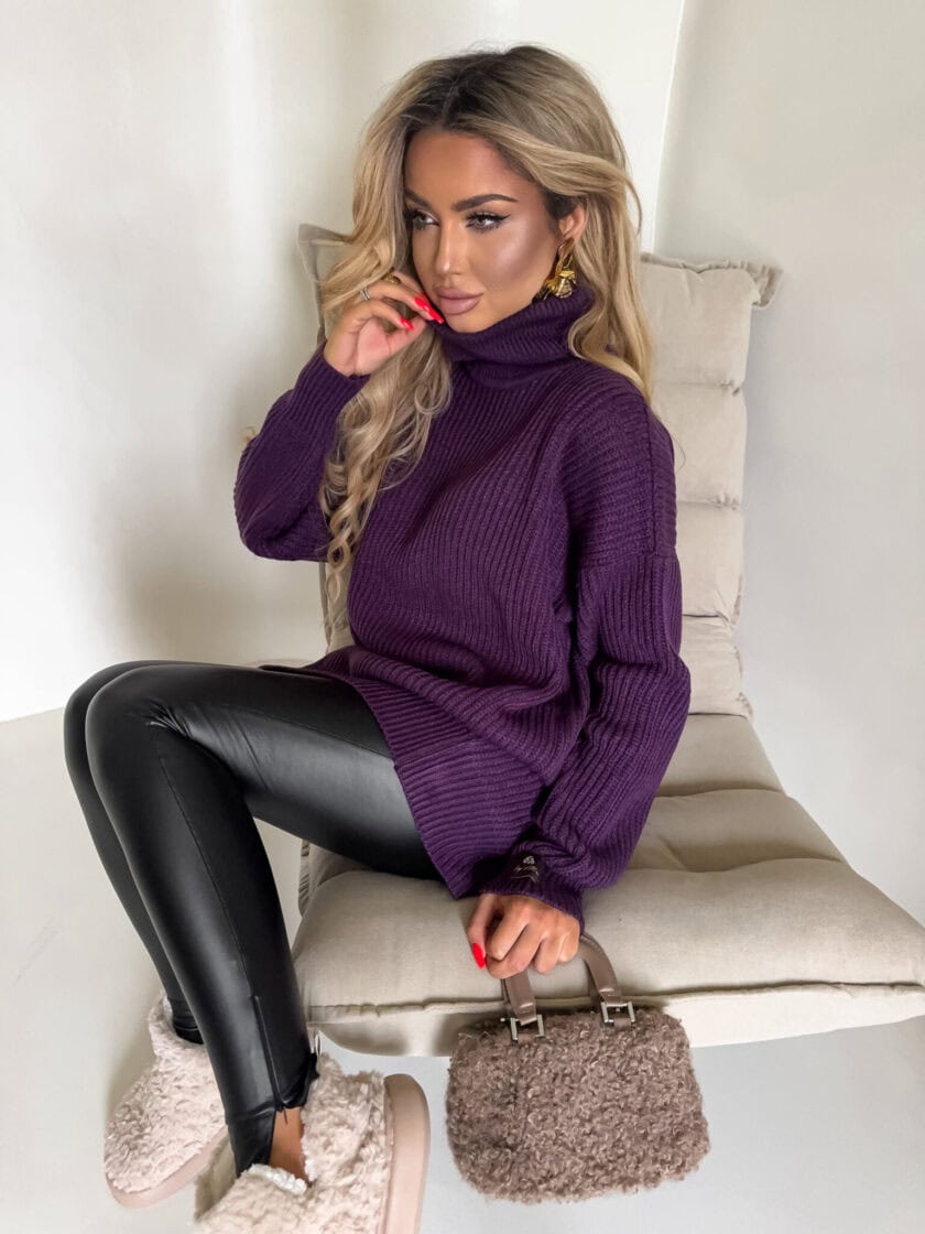 Sweter golf LAVER - śliwka - obrazek 2