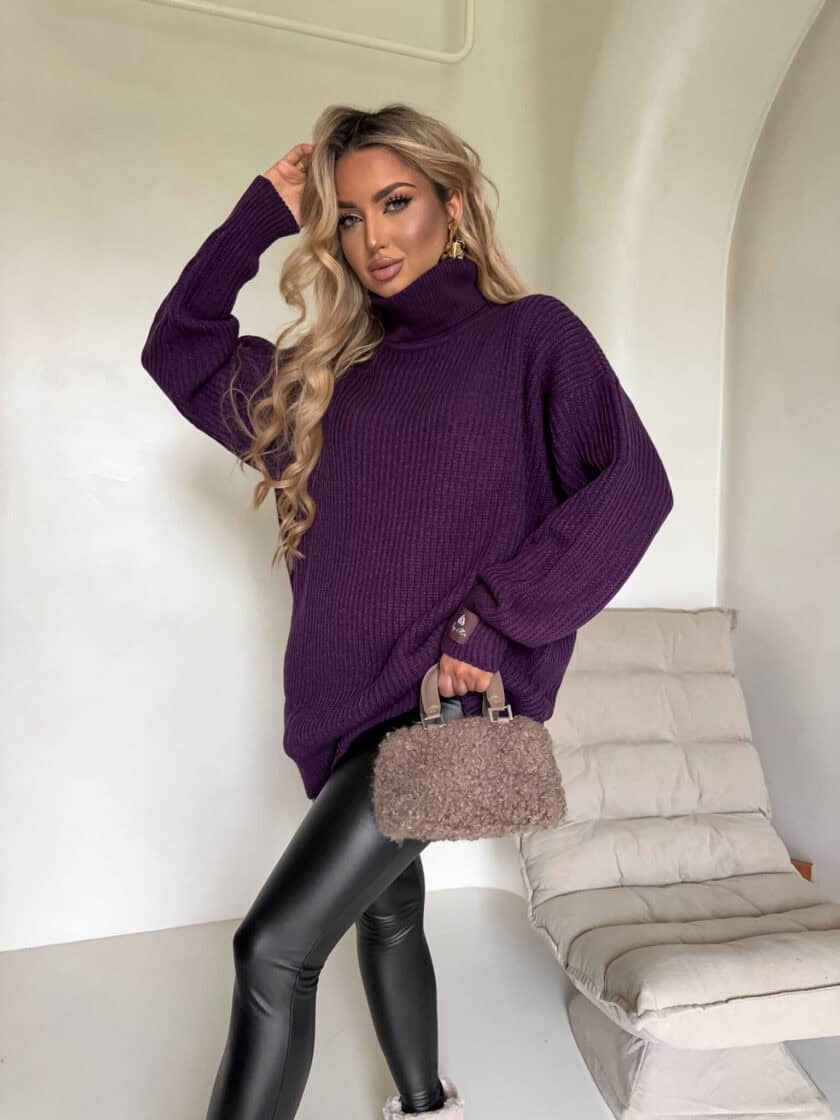 Sweter golf LAVER - śliwka - obrazek 3