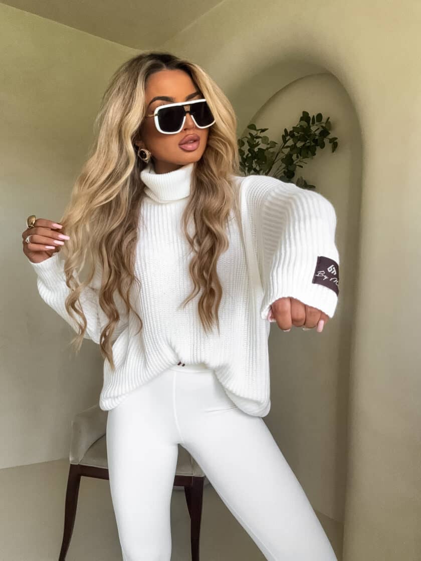 Sweter golf LAVER - ecru - obrazek 3