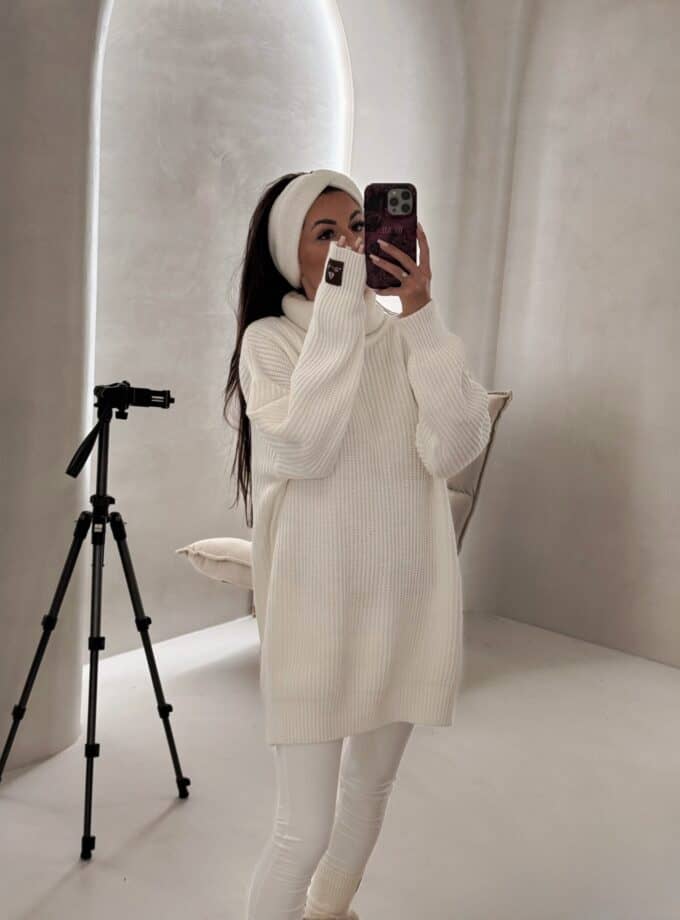 Sweter golf LAVER - ecru