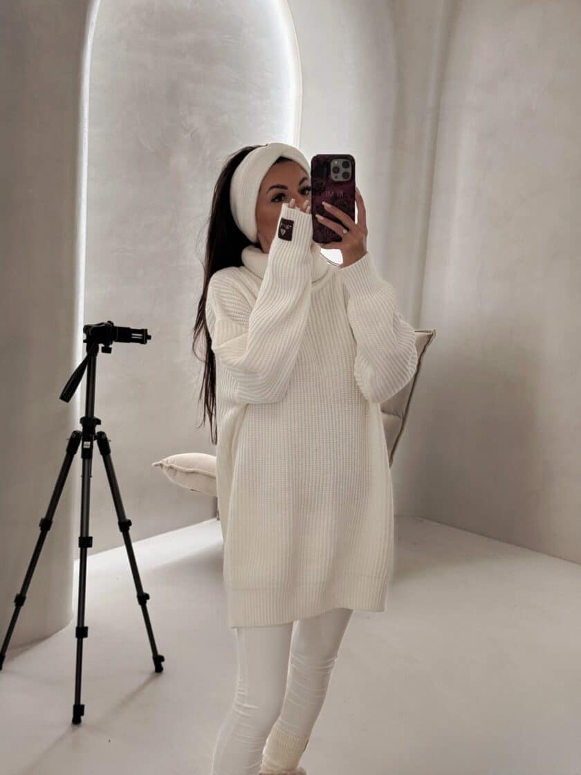 Sweter golf LAVER - ecru