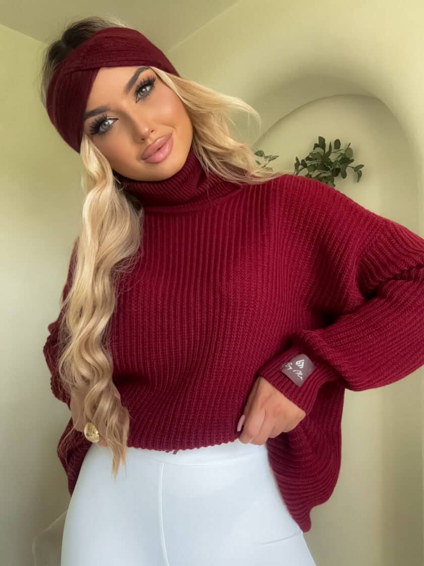 Sweter golf LAVER - bordowy - obrazek 5