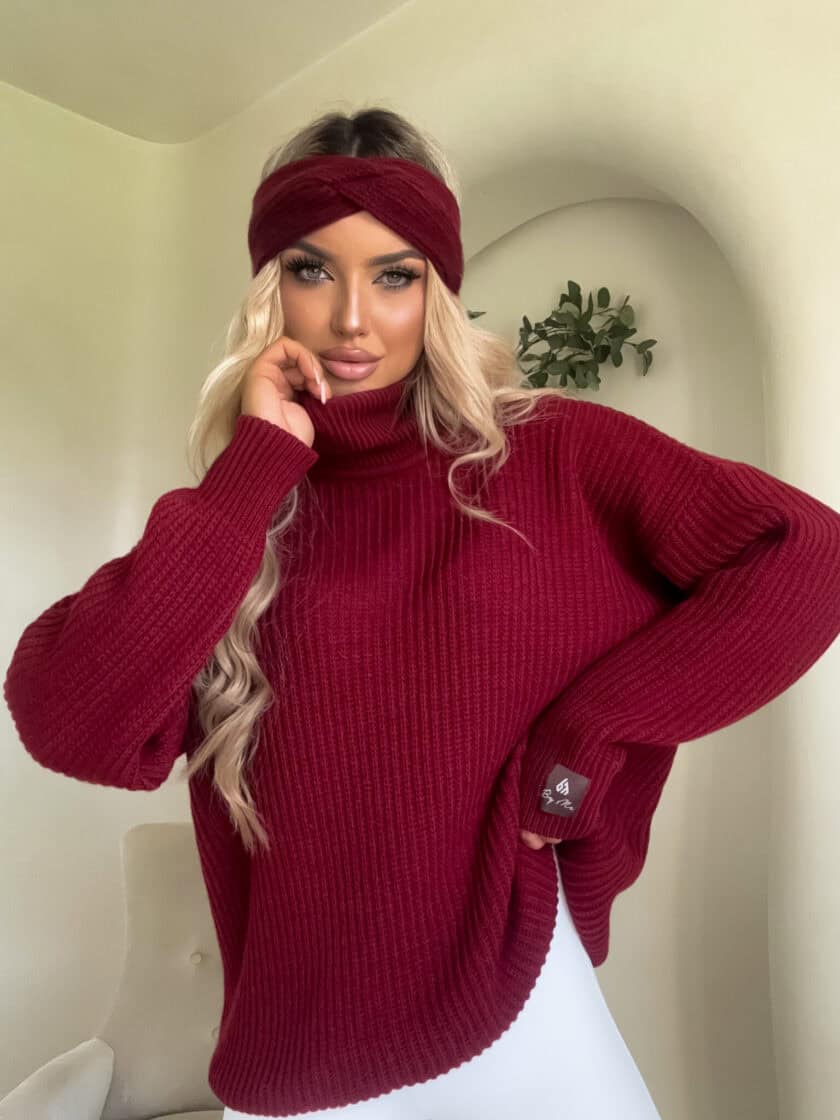 Sweter golf LAVER - bordowy - obrazek 3