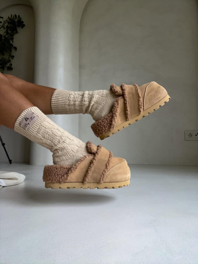 Skarpety WOOL – beżowe - obrazek 3