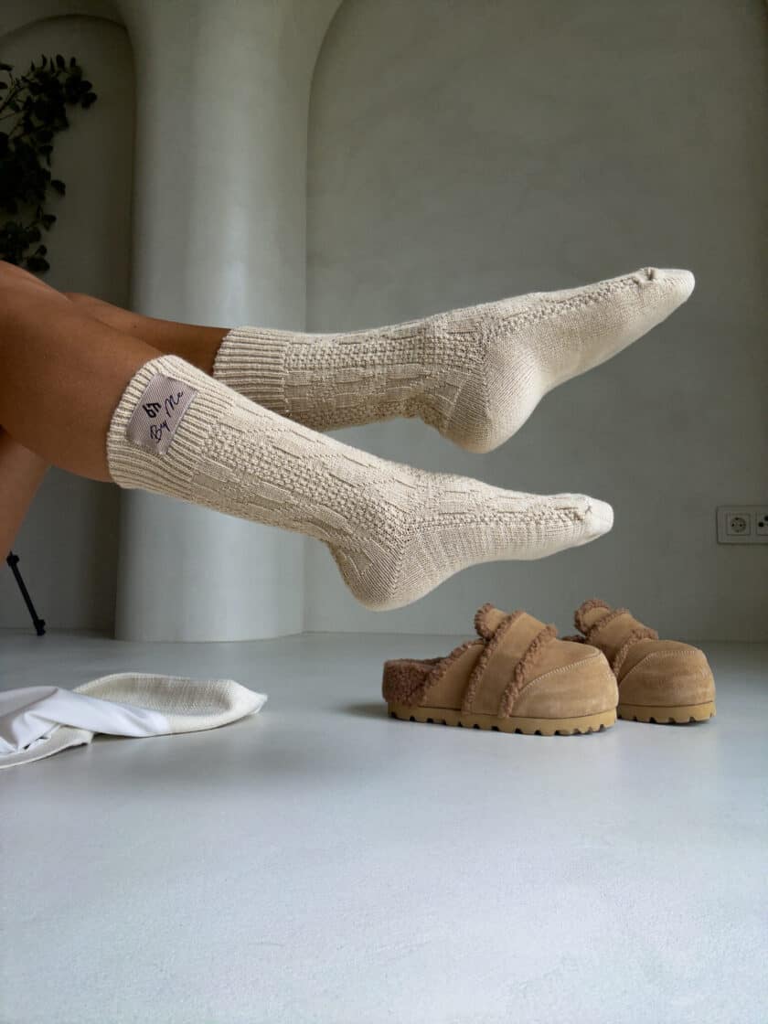 Skarpety WOOL – beżowe - obrazek 10