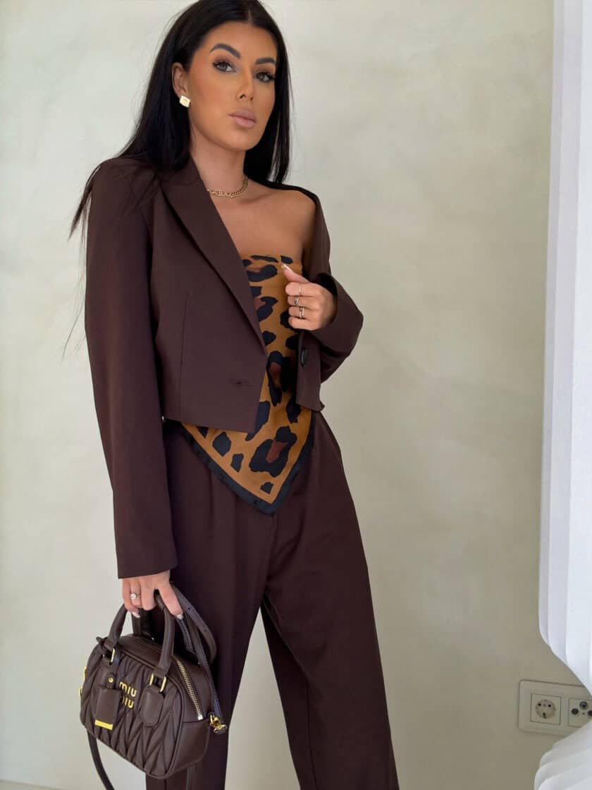 Marynarka SLIM - czekoladowa - obrazek 9