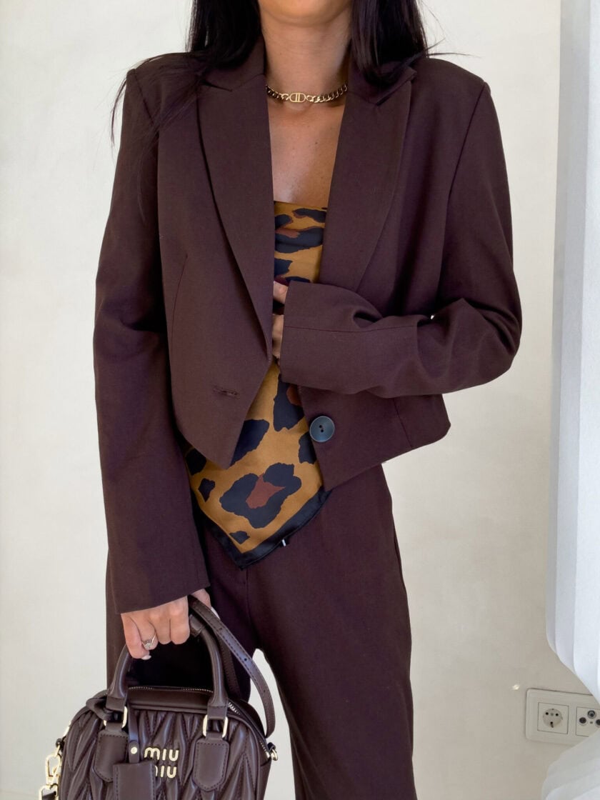 Marynarka SLIM - czekoladowa - obrazek 3