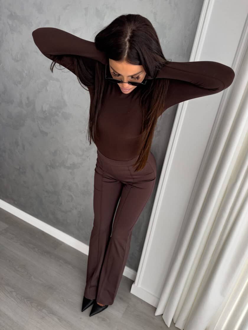 Spodnie DZWONY - czekoladowe DOSTĘPNE OD 5.GRUDNIA - obrazek 2