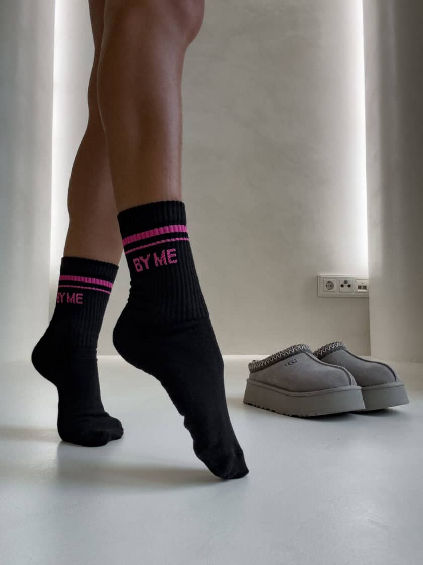 Skarpetki STRIPES – czarno-różowe - obrazek 2