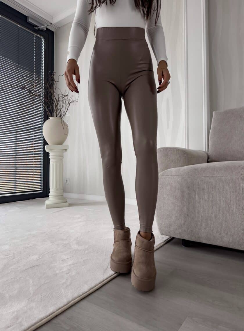 Legginsy LEATHER - mokka - obrazek 10