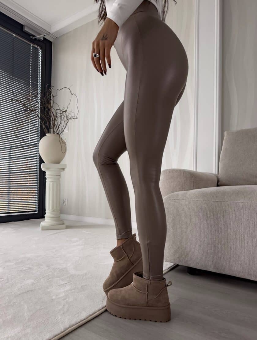 Legginsy LEATHER - mokka - obrazek 11