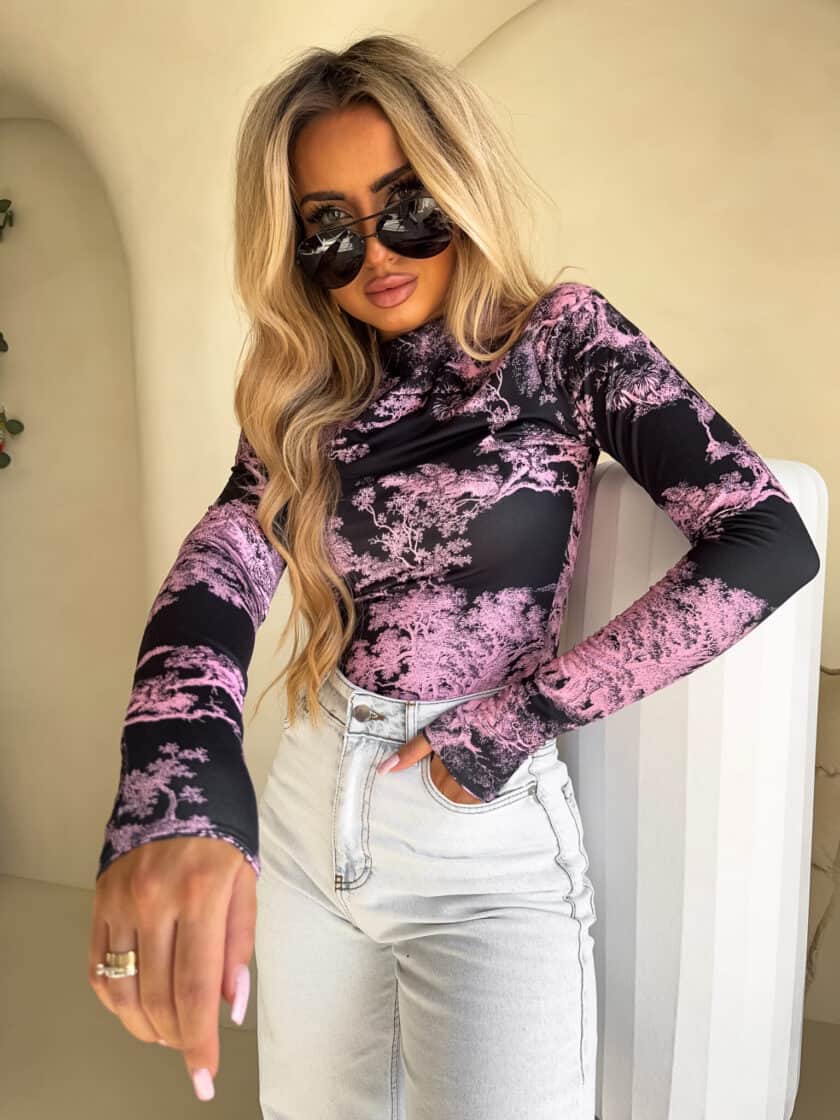 Bluzka SKIN print dior – jasny róż - obrazek 2