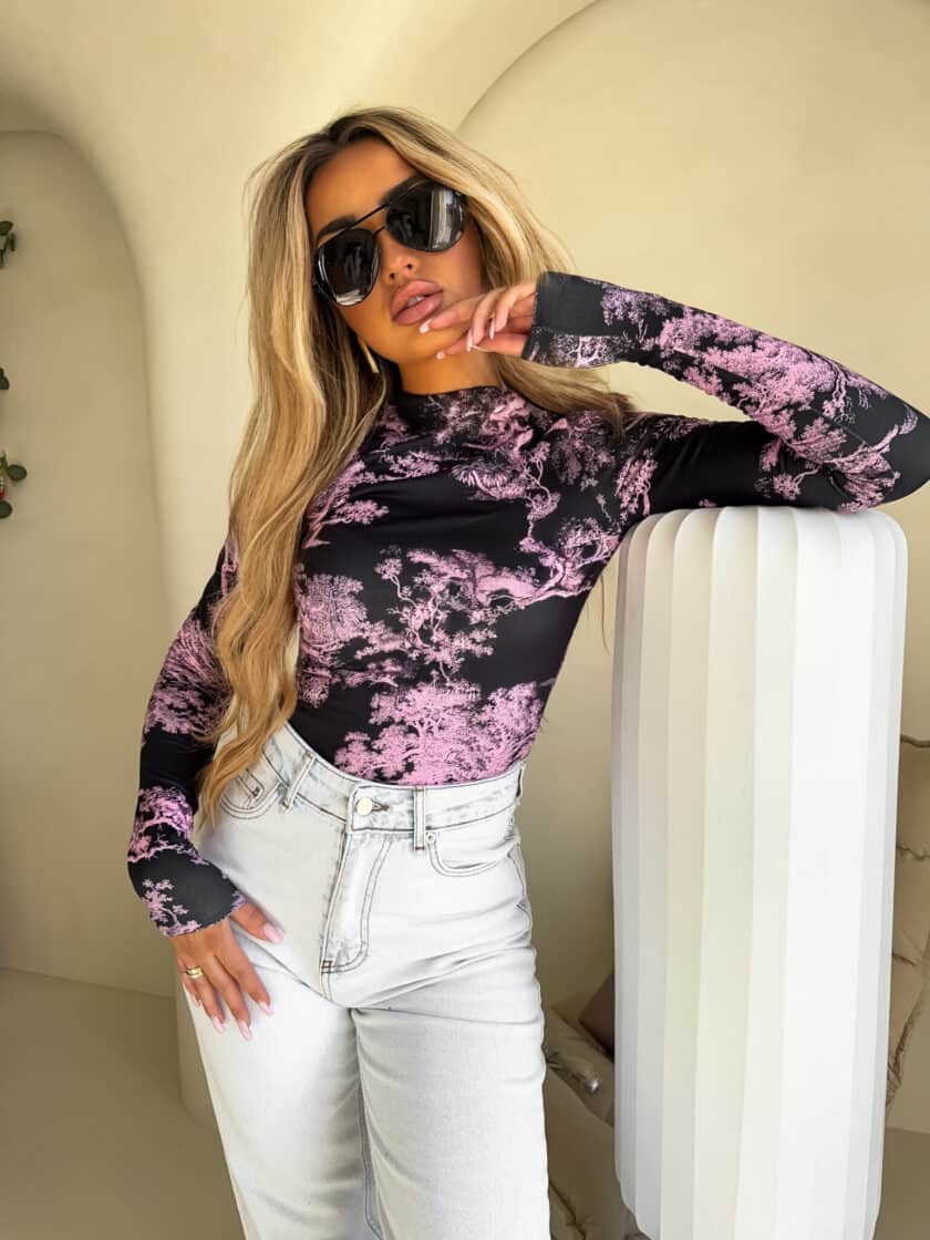 Bluzka SKIN print dior – jasny róż - obrazek 3