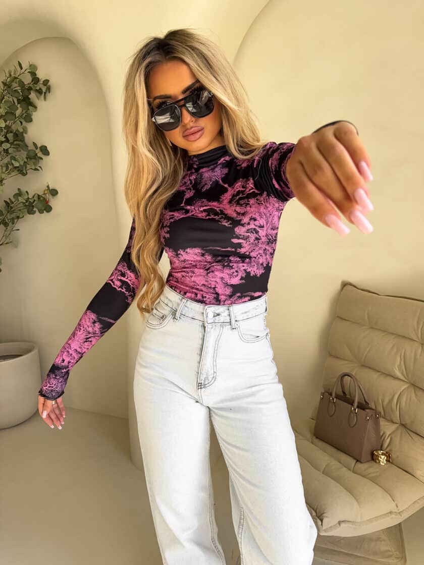 Bluzka SKIN print dior – mocny róż - obrazek 2