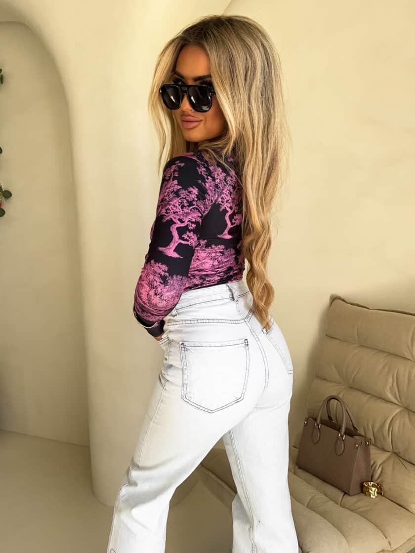 Bluzka SKIN print dior – mocny róż - obrazek 3