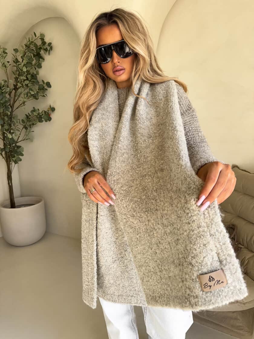 Komplet FROST szal + rękawiczki – beżowy - obrazek 4