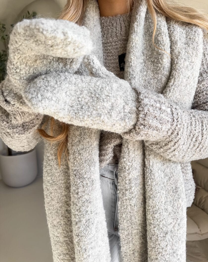 Komplet FROST szal + rękawiczki – beżowy - obrazek 6