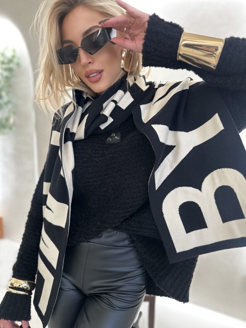 Szal BY ME - czarny - obrazek 4