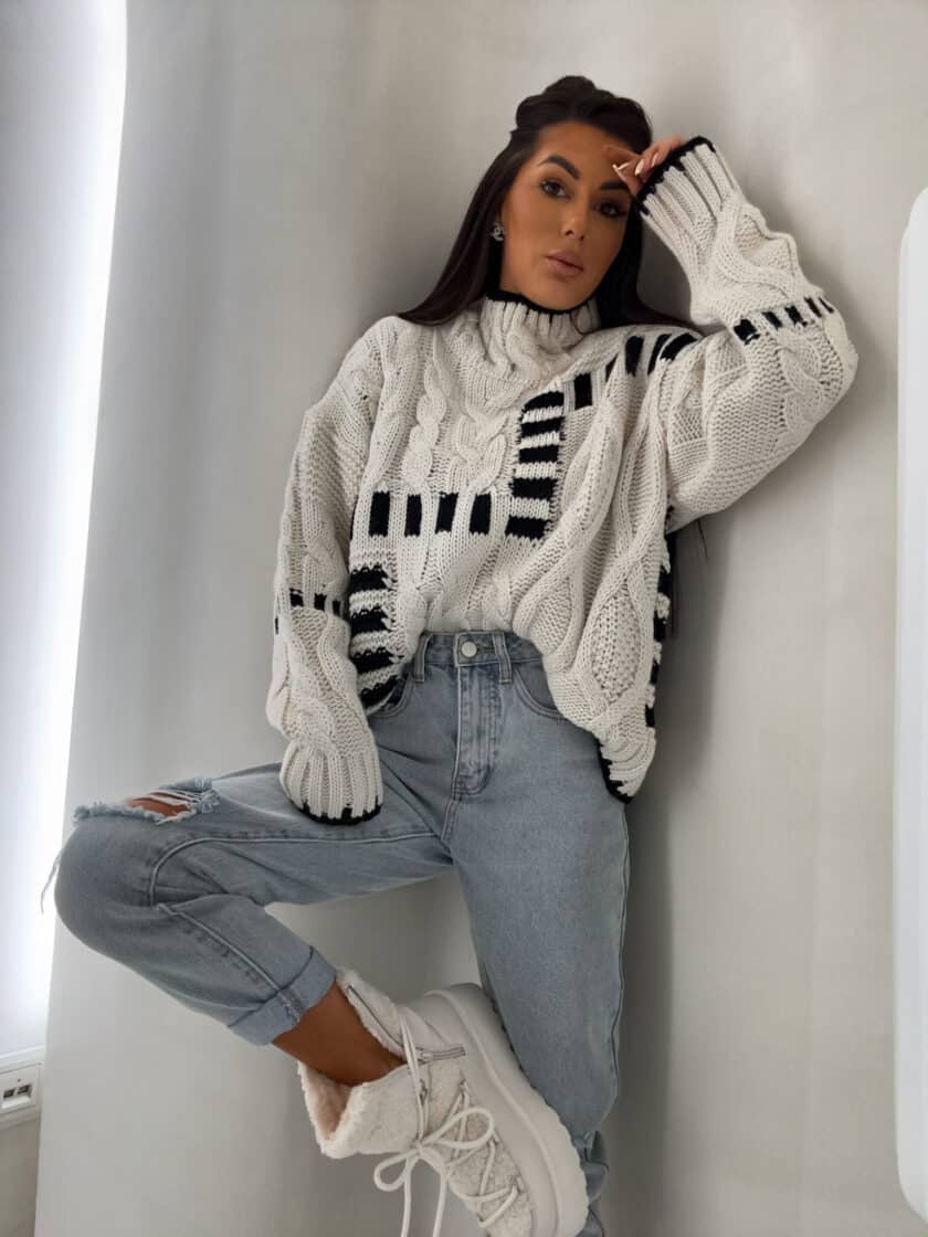 Sweter golf TRAIN – ecru - obrazek 2