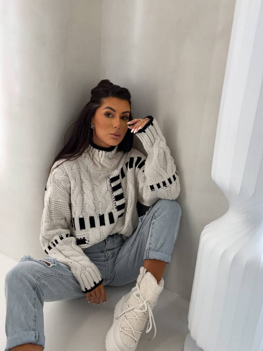 Sweter golf TRAIN – ecru - obrazek 12