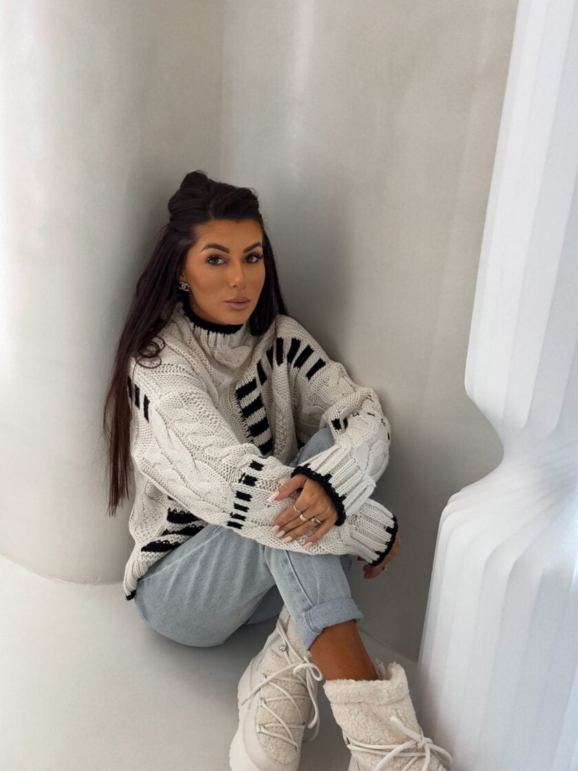 Sweter golf TRAIN – ecru - obrazek 11