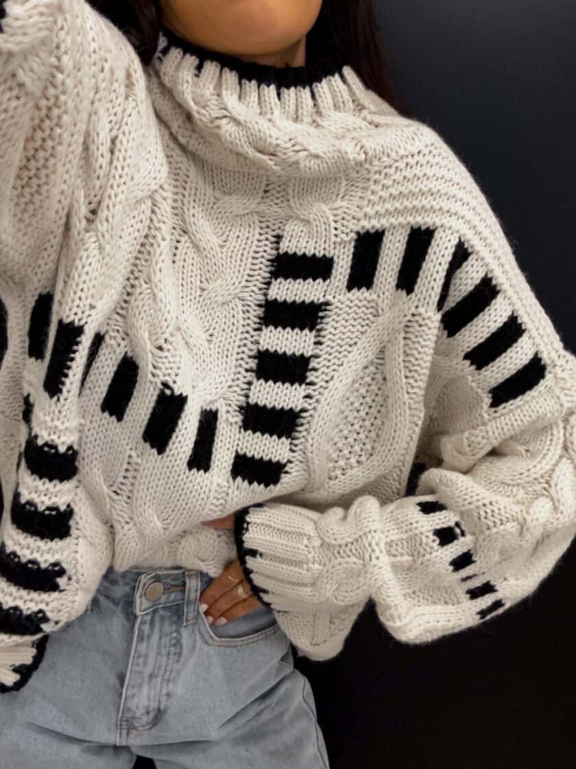 Sweter golf TRAIN – ecru - obrazek 8