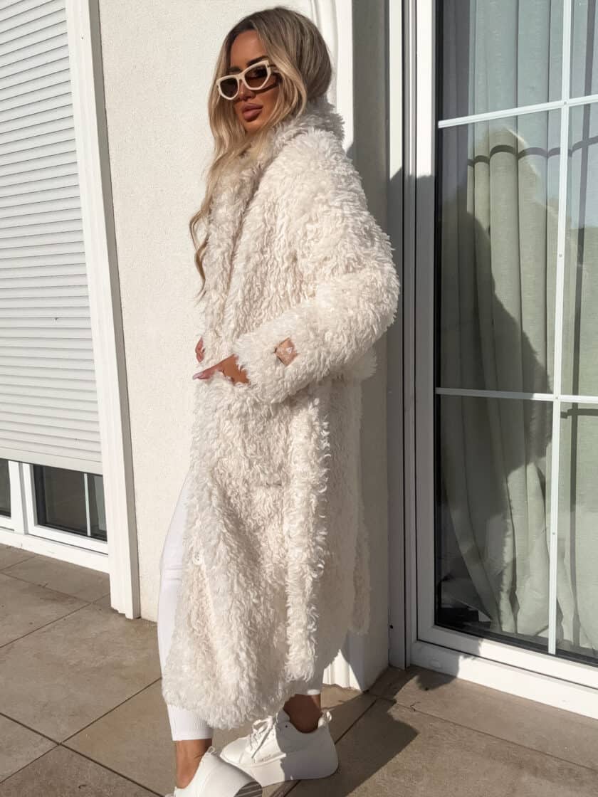 Płaszcz FUR – ecru - obrazek 3