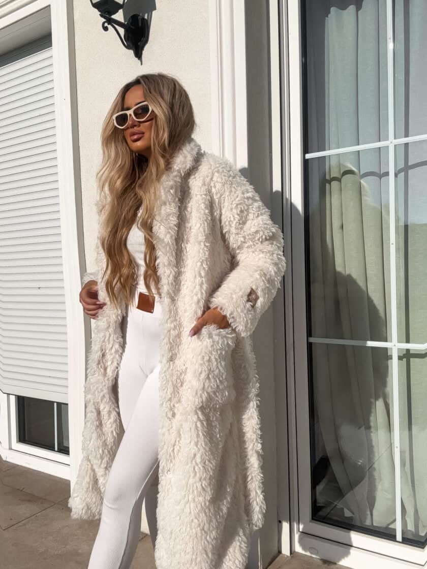 Płaszcz FUR – ecru - obrazek 4